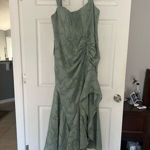 Azazie Green Floral Dress